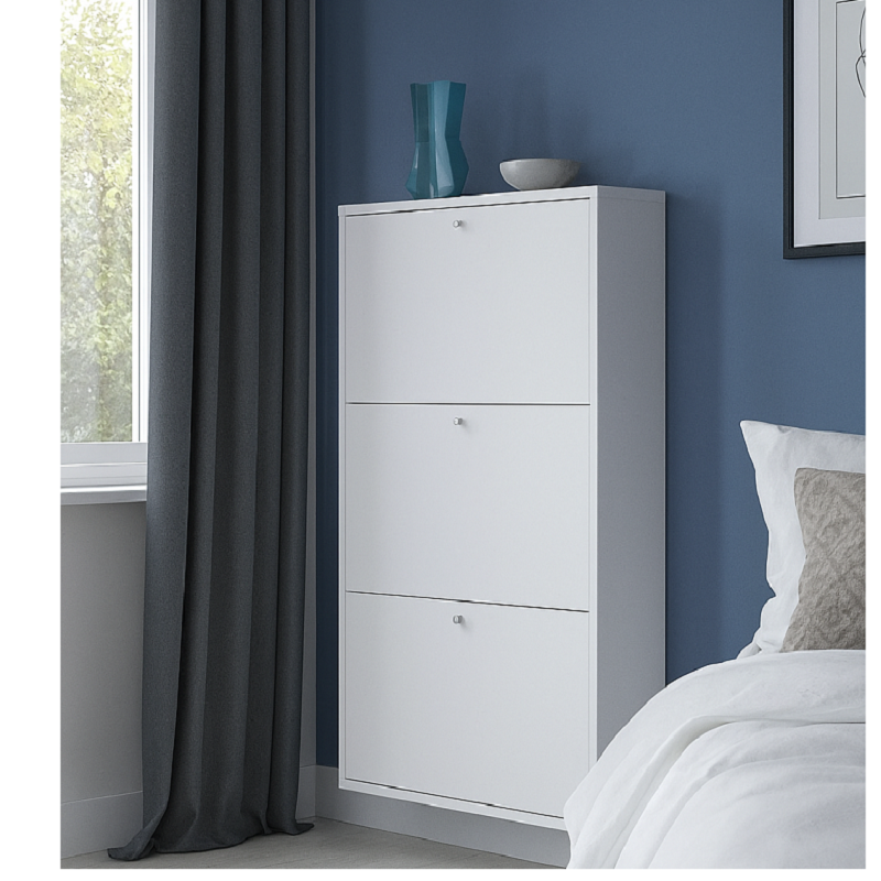 Scarpiera Forio Slim 3 Ante 9 Paia Bianco