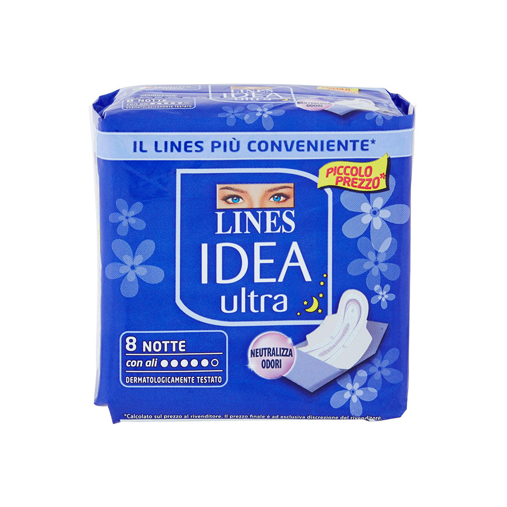 immagine-1-lines-assorbenti-idea-ultra-8-pz-notte-lines-ean-8001480401600