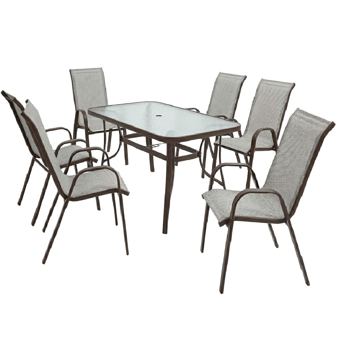 mirada set tavolo steel 6 sedie beigemarrone ean 8051944711974
