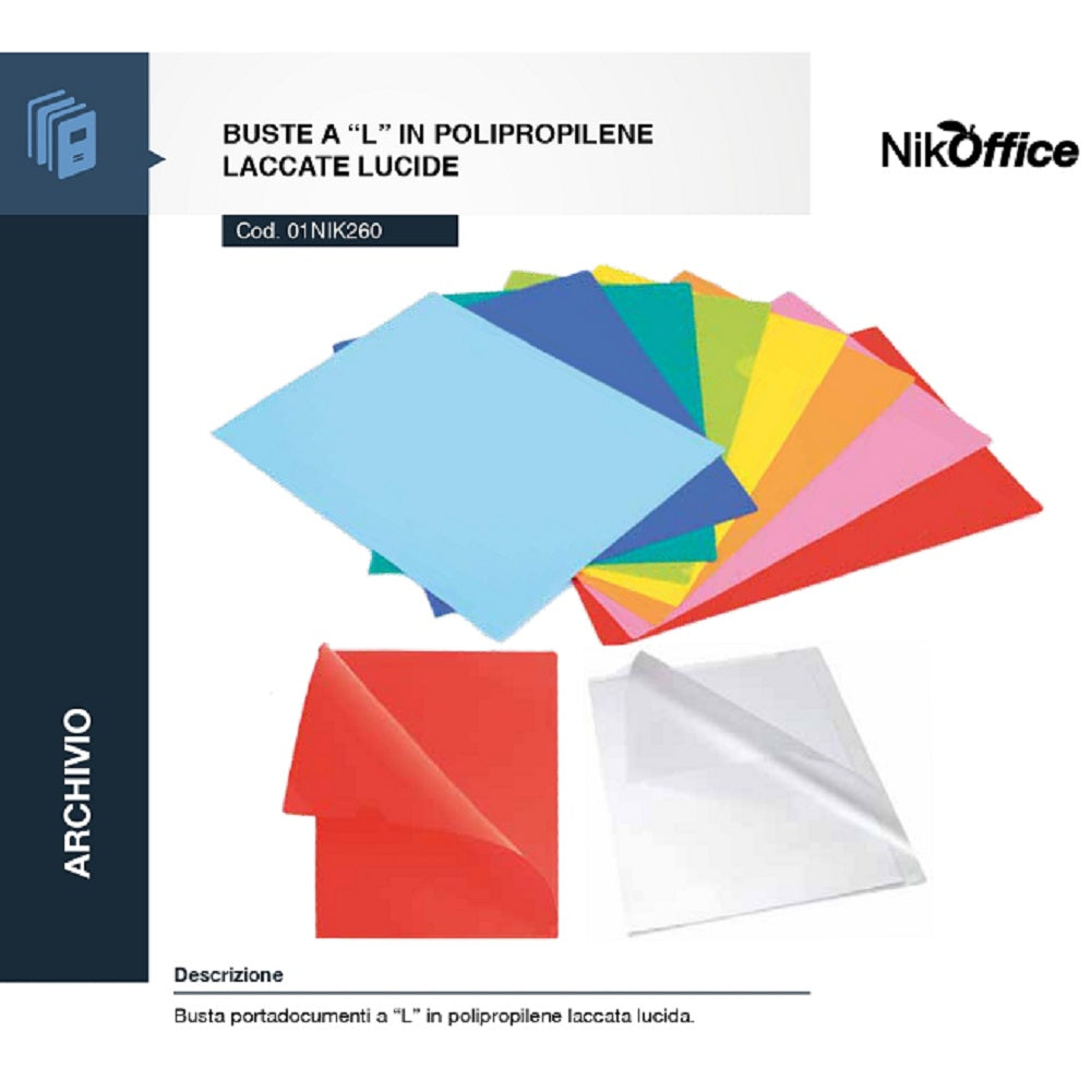 nikoffice buste a l in polipropilene lucide 10 pz celeste ean 8033593015948