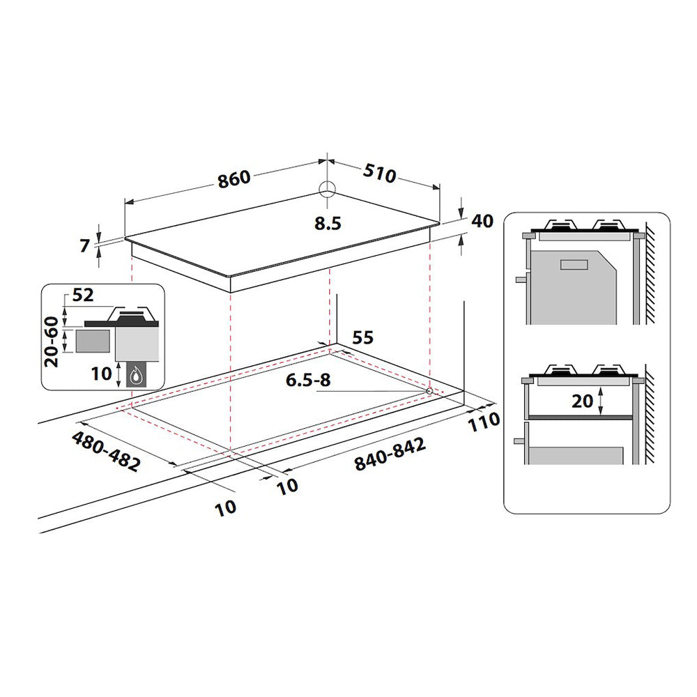 indesit piano cottura 90cm indesit 5f laterale in9522ix ean 8050147698983