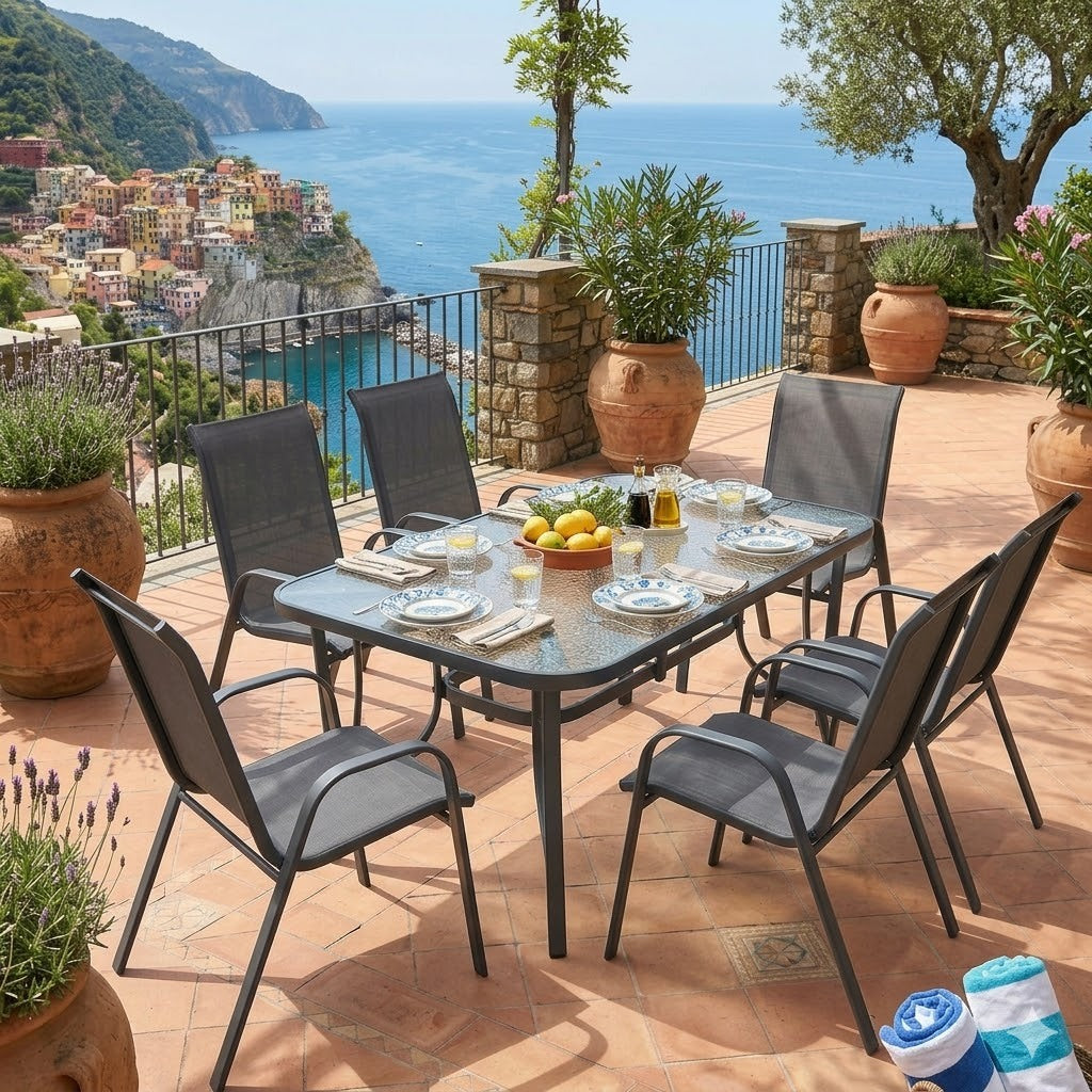 mirada set tavolo steel 6 sedie grigio ean 8051944711981