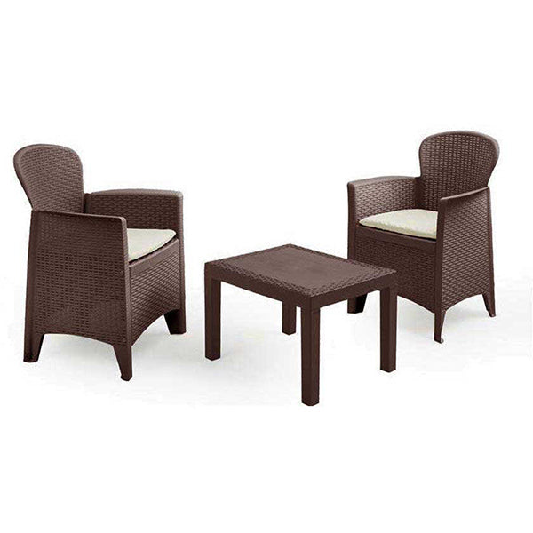 Set Da Giardino Akita In Resina Rattan Moka