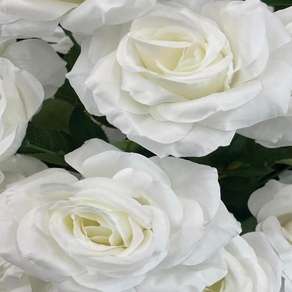 Pianta Composizione Artificiale Rose Bianche 120cm