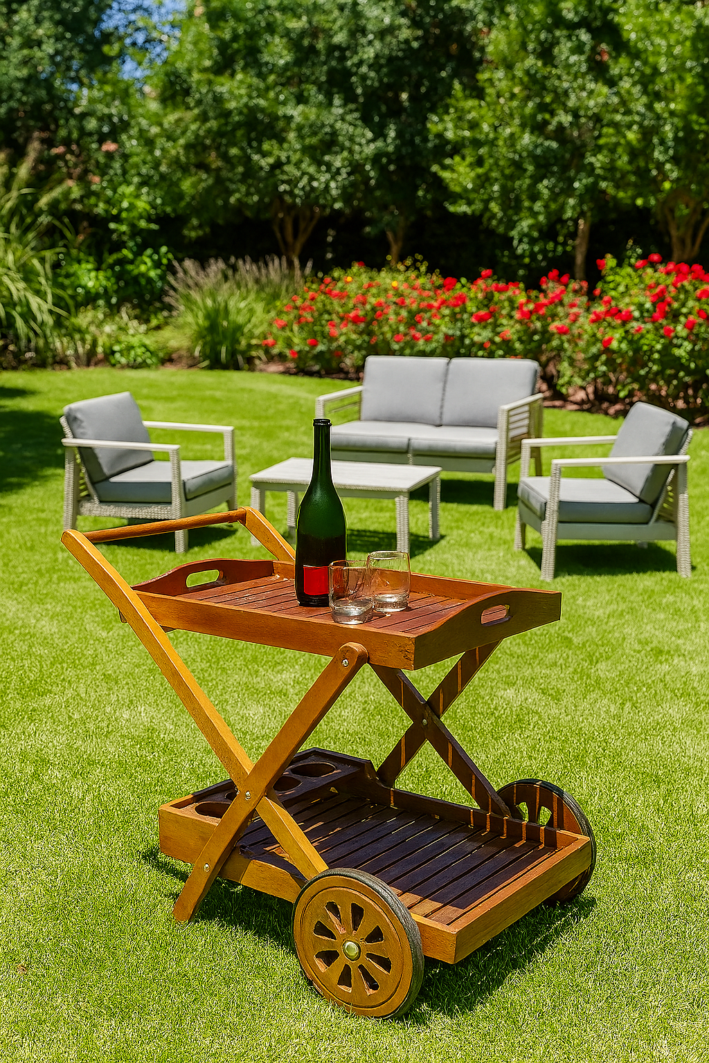 Carrello Bar Riviera In Legno Di Acacia 56x89x76cm