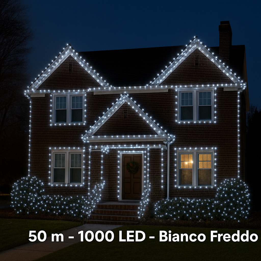 Luci Di Natale 1000 Led Da Esterno Bianca Fredda