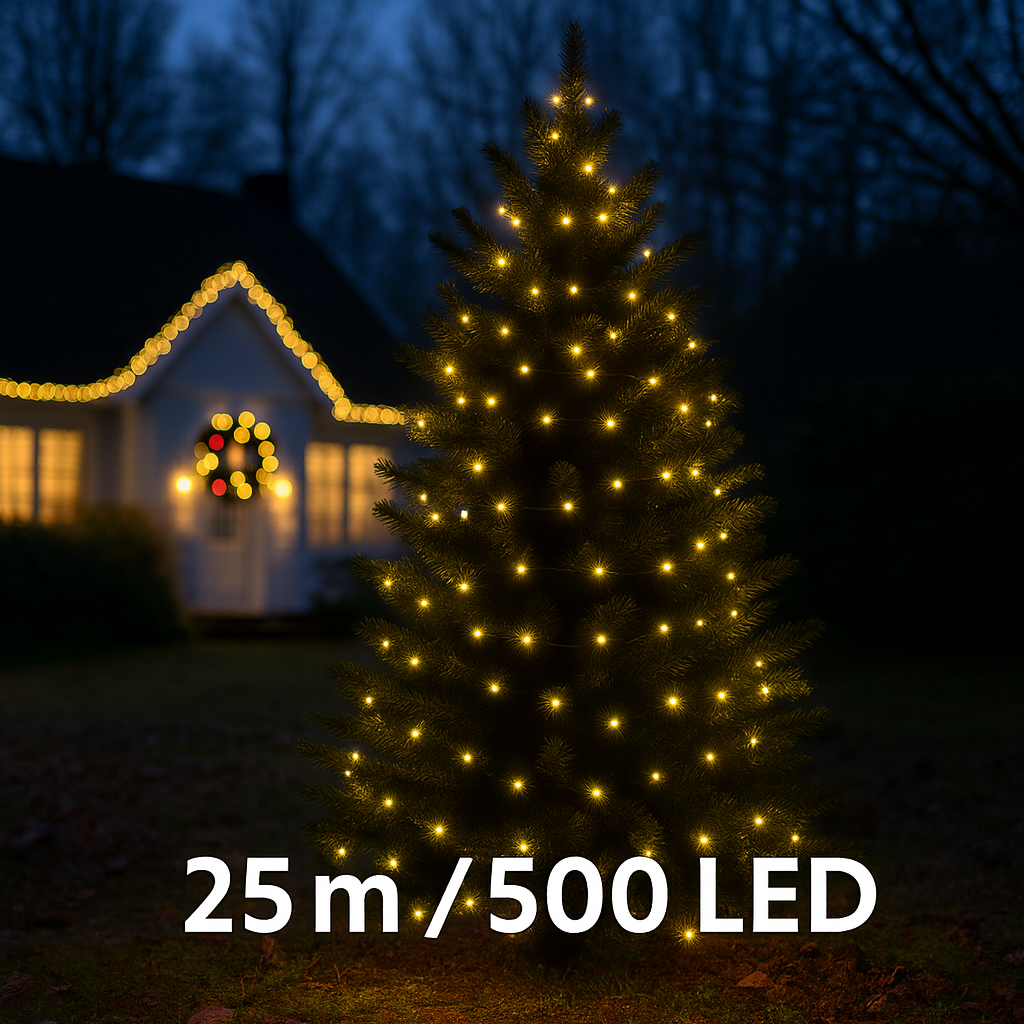 Luci Filo Trasparente 500led Esterno Bianca Calda