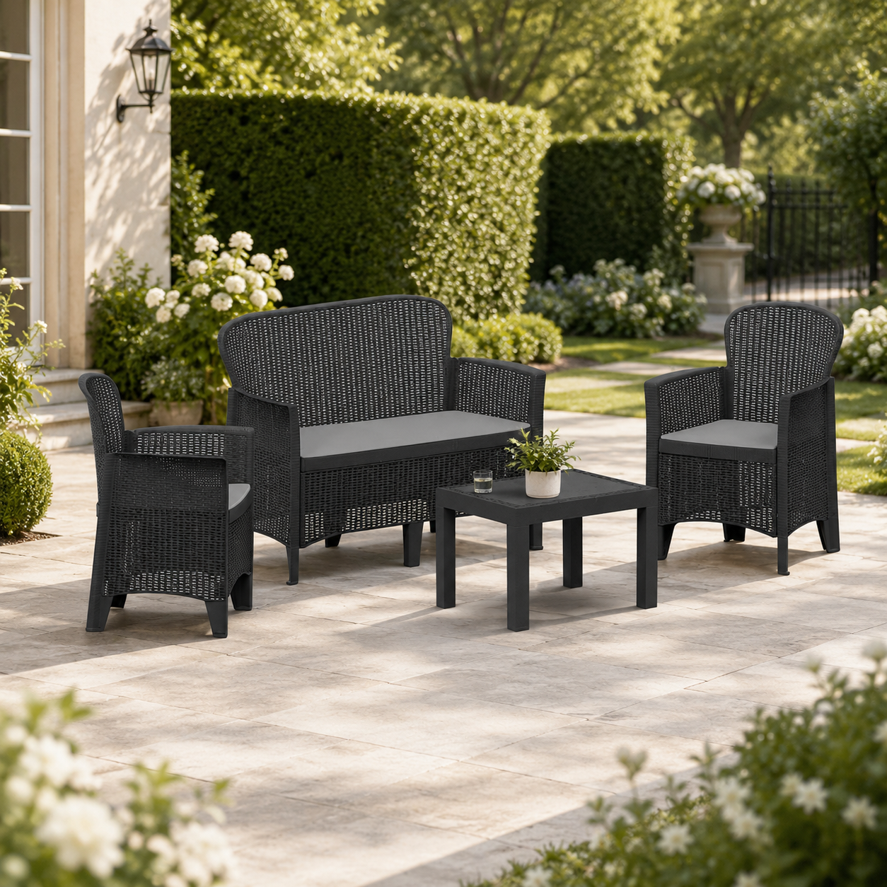 Set Giardino Jungle In Resina Rattan Antracite