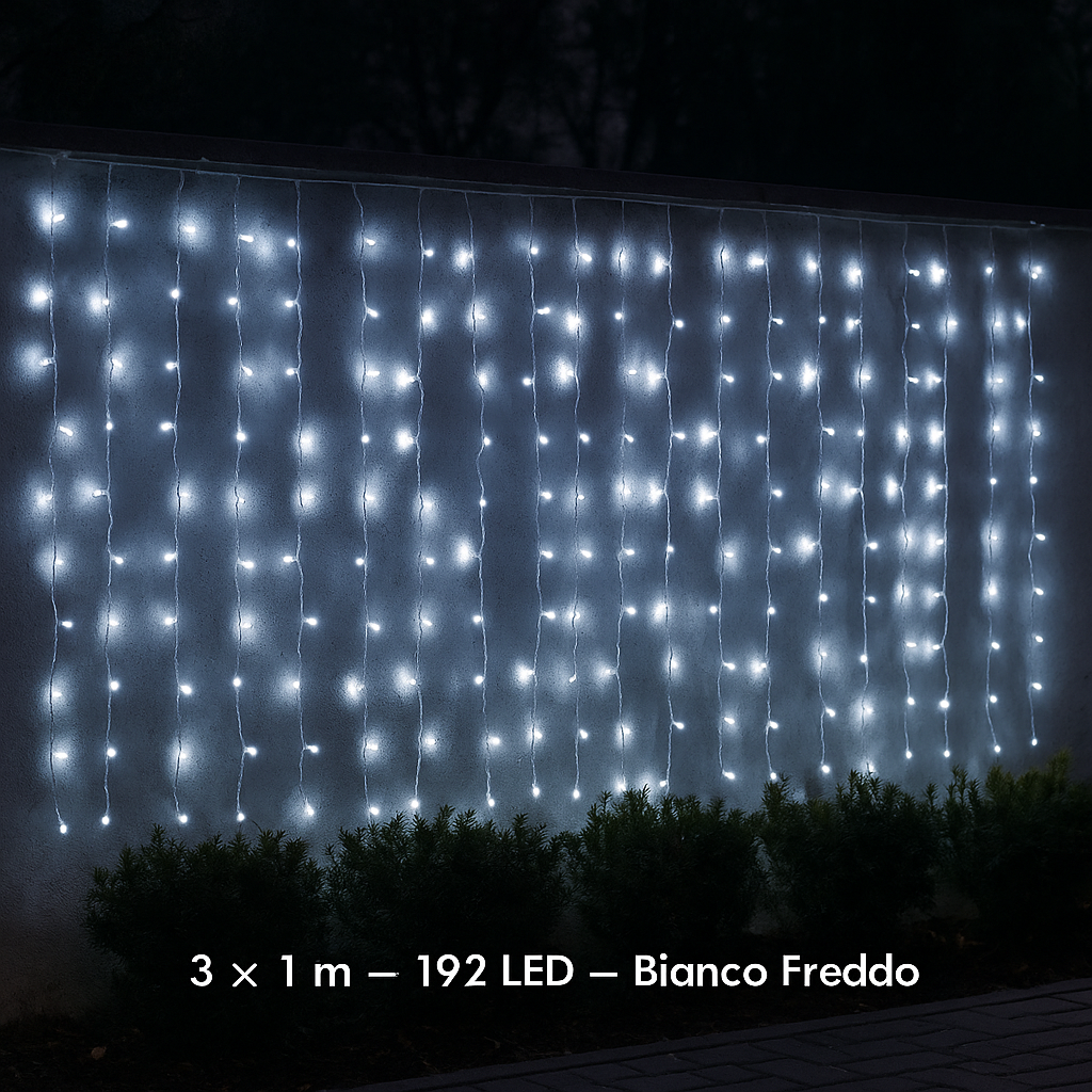 Tenda Luci Di Natale 192ledflash 3x1 Bianca Fredda