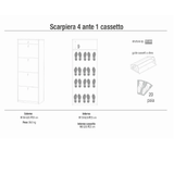 Scarpiera Kiri 4 Ante E 1 Cassetto 20 Paia