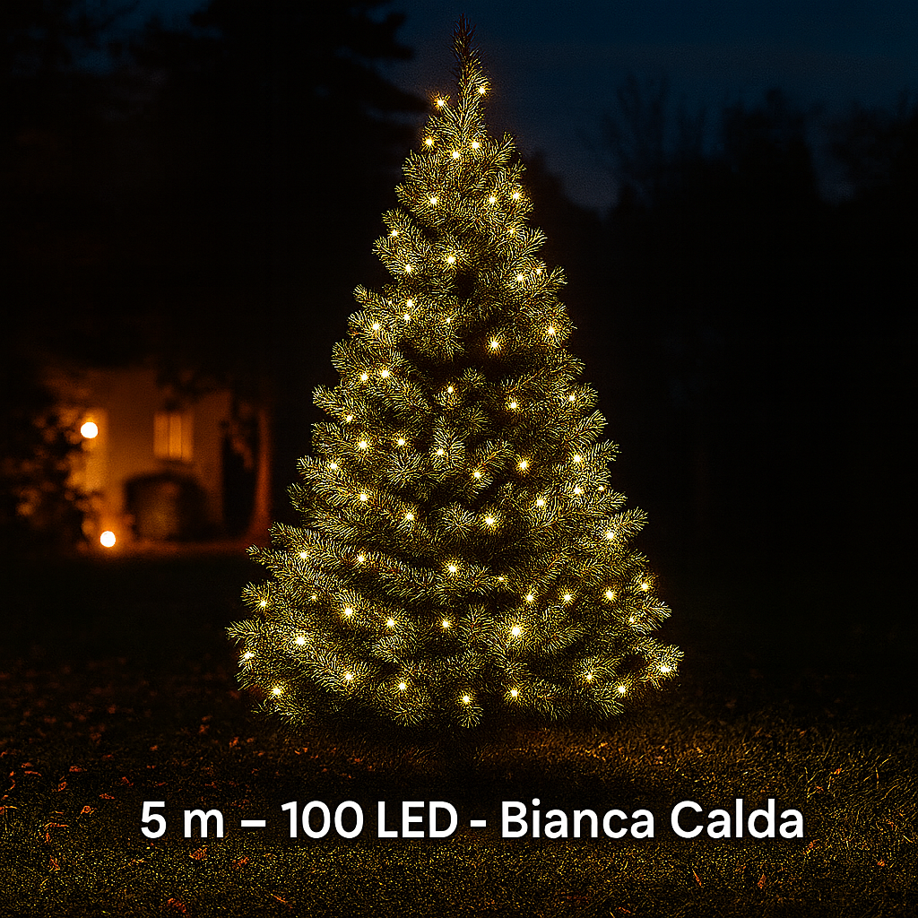 Luci Di Natale 100 Led Esterno Buanca Calda