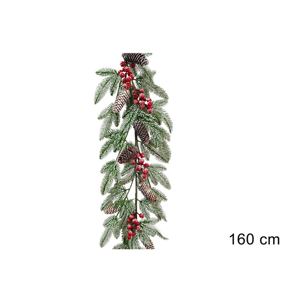 christmas collection ghirlanda 160cm bacche con pigne innevate ean 8053482371016