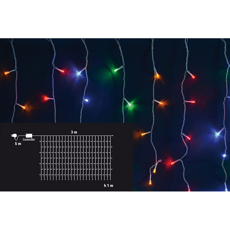 christmas tenda 192 led 8 funzioni ip64 3x1m multicolor ean 8024972037262