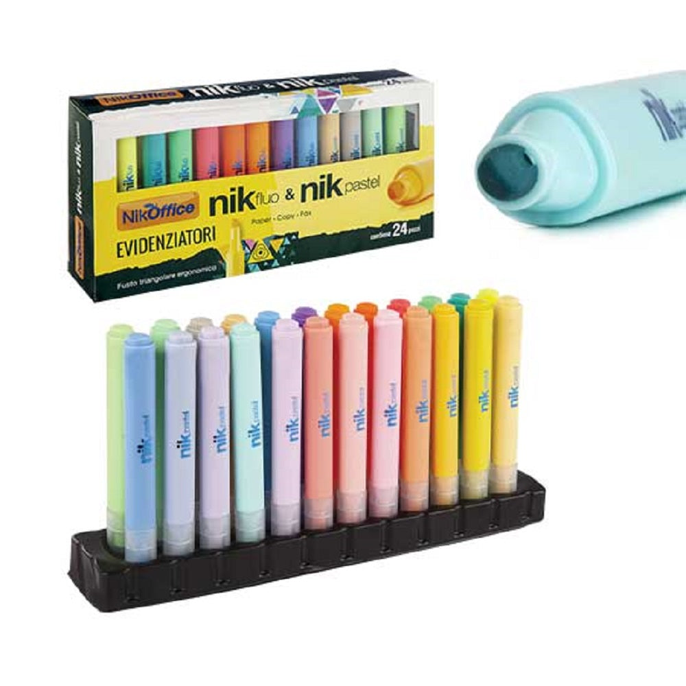 nikoffice evidenziatori triangolari 24 colori ean 8051818020881