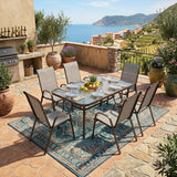 mirada set tavolo steel 6 sedie beigemarrone ean 8051944711974