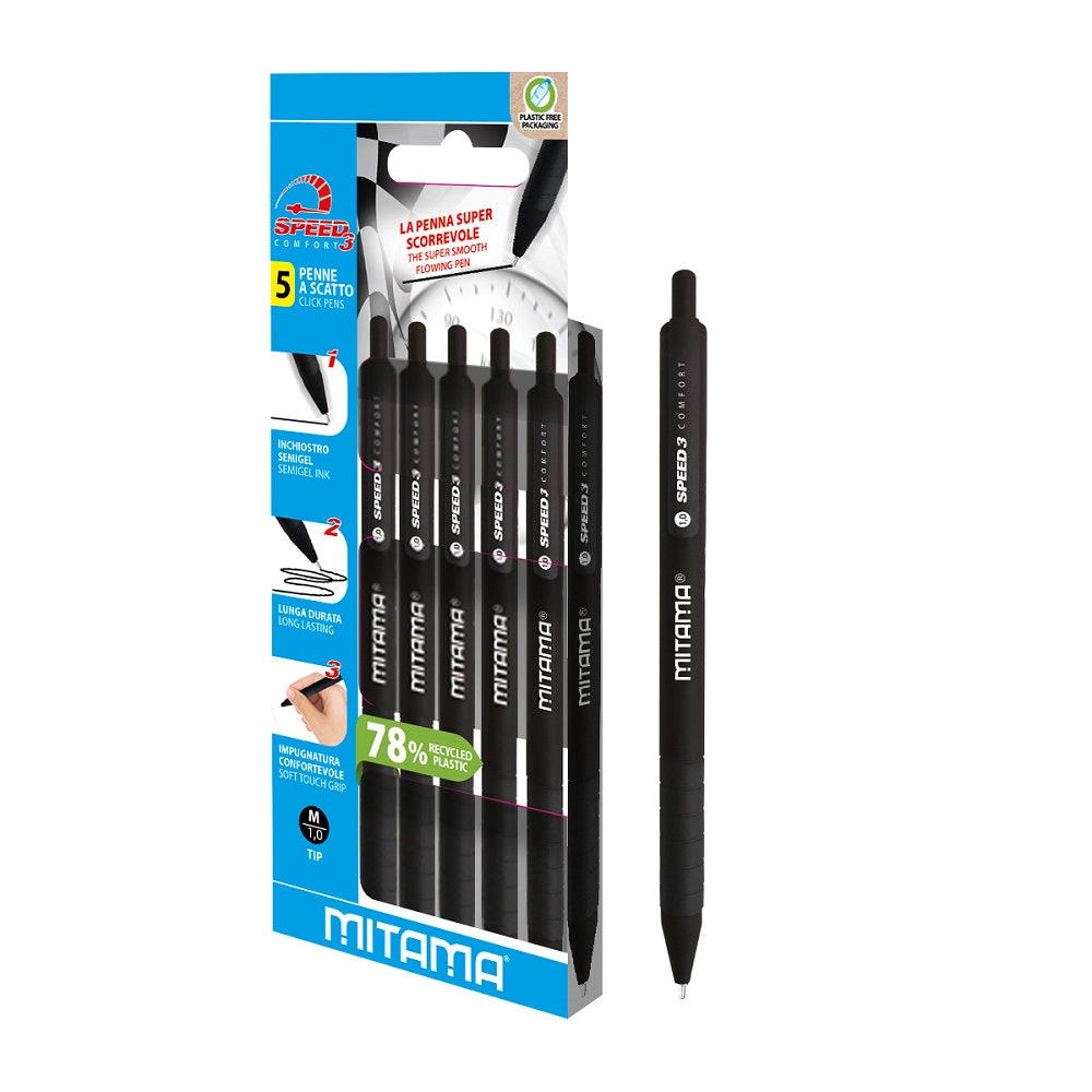 mitama penne mitama a scatto speed 3 pacco 5 pz nere ean 8026624629986