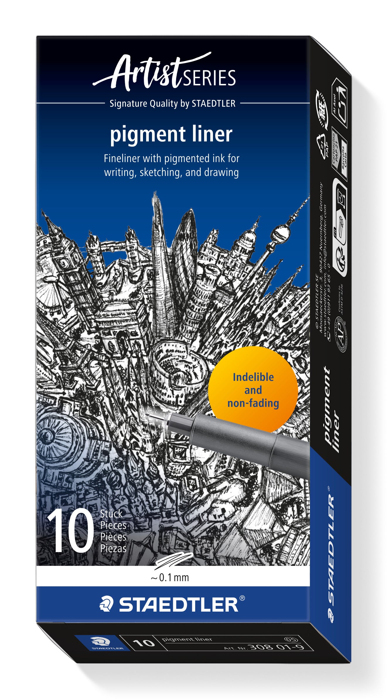 staedtler fineliner nero staedtler pigment liner 01 mm ean 4007817330395