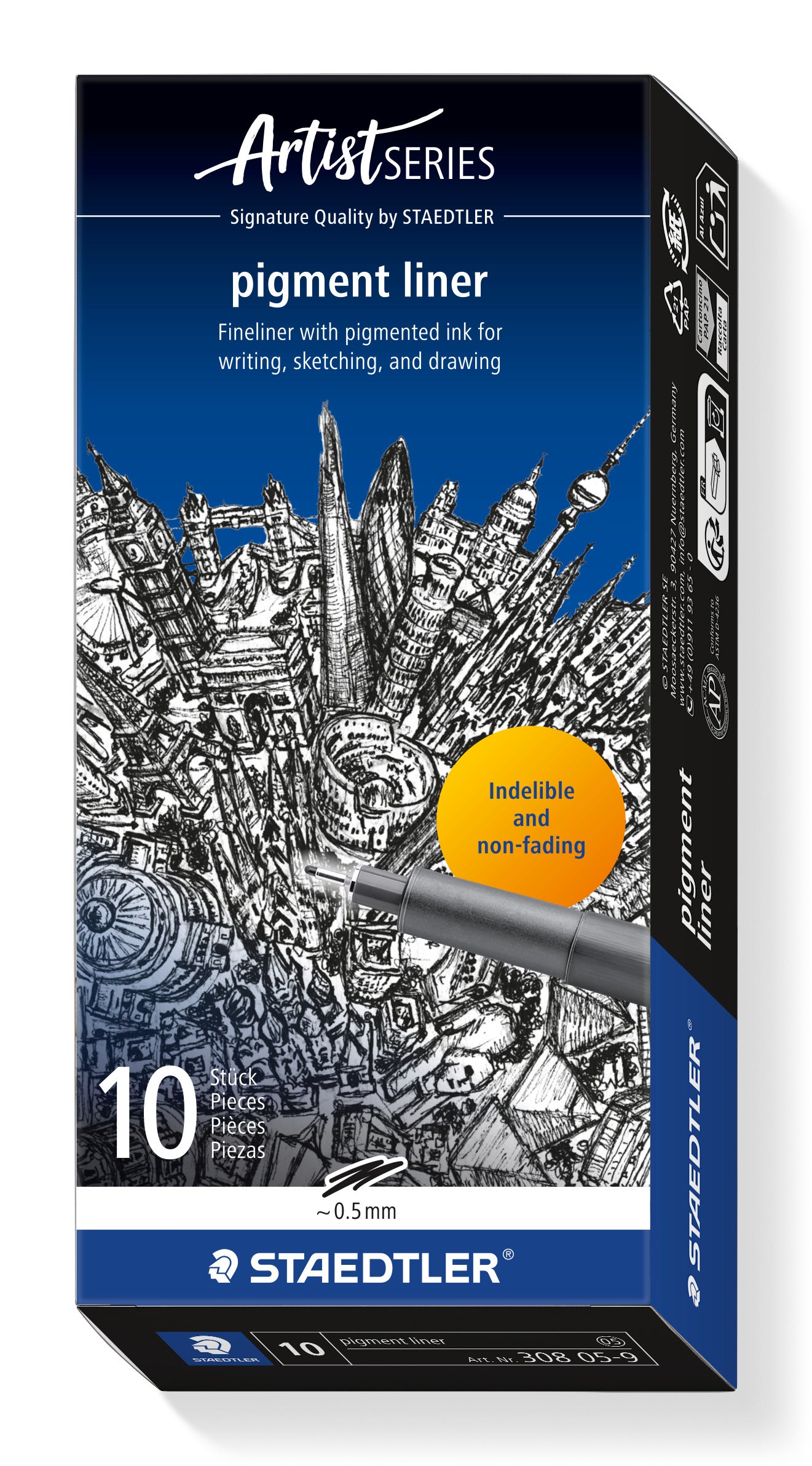 staedtler fineliner nero staedtler pigment liner 05 mm ean 4007817330432
