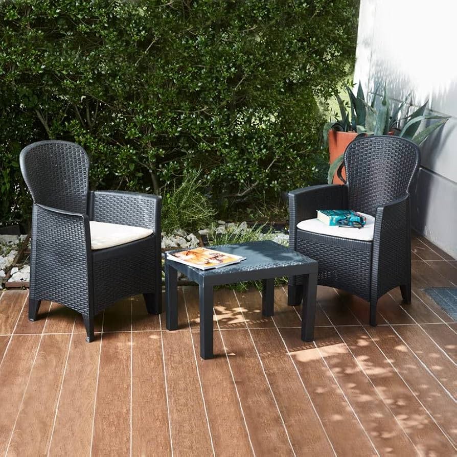 Set Da Giardino Akita In Resina Rattan Antracite