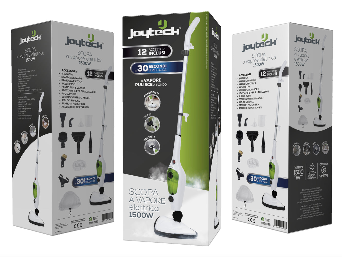 joytec scopa a vapore 1500w joytec 207411 ean 8027458176073