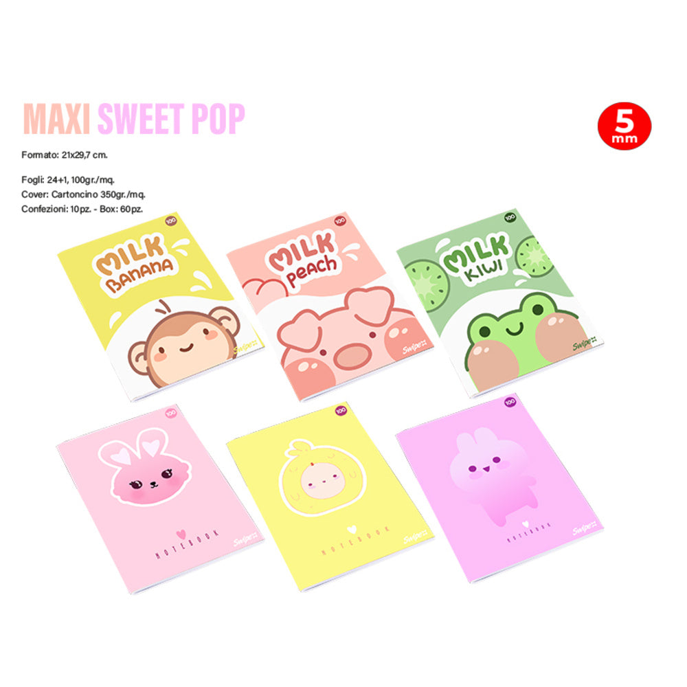 Quaderno A4 Sweet Pop Pacco 10 PZ Assortiti Rigatura 5 mm