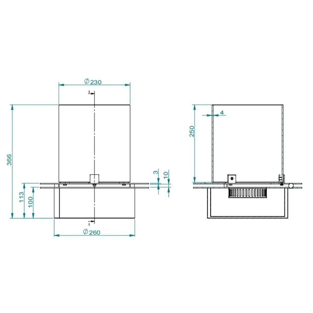 Bruciatore Tondo Incasso 3 Lt D35 Inox/Vetro