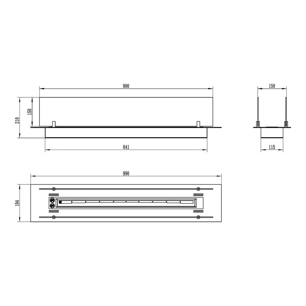 Bruciatore Bioetanolo Da Incasso 100 Cm Inox/Vetro