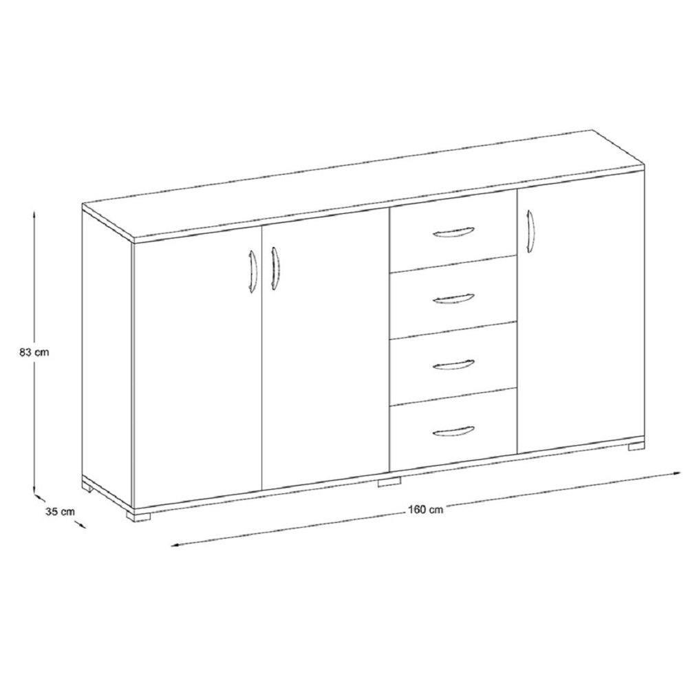 Madia Buffet Londra Color Bianco E Nodo 160x35x83